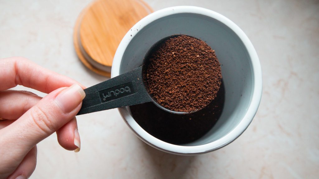 a tablespoon of ground coffee 