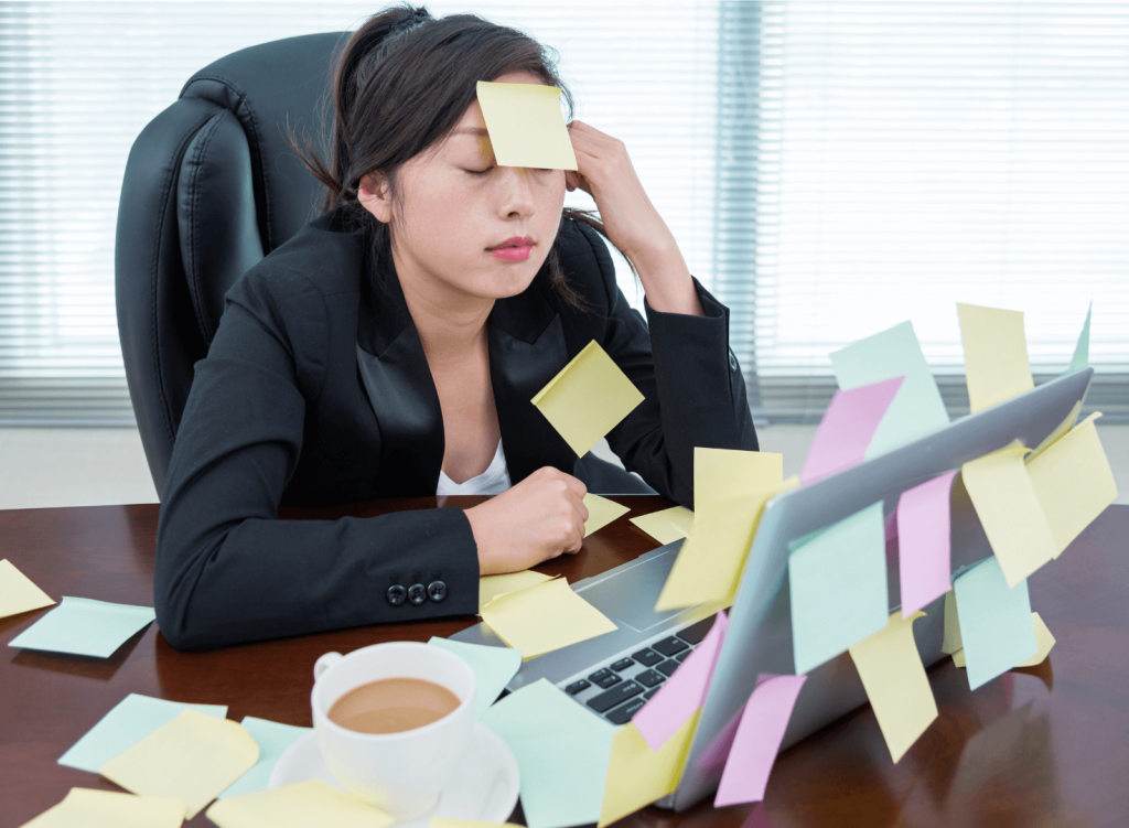 woman stressed full of tasks