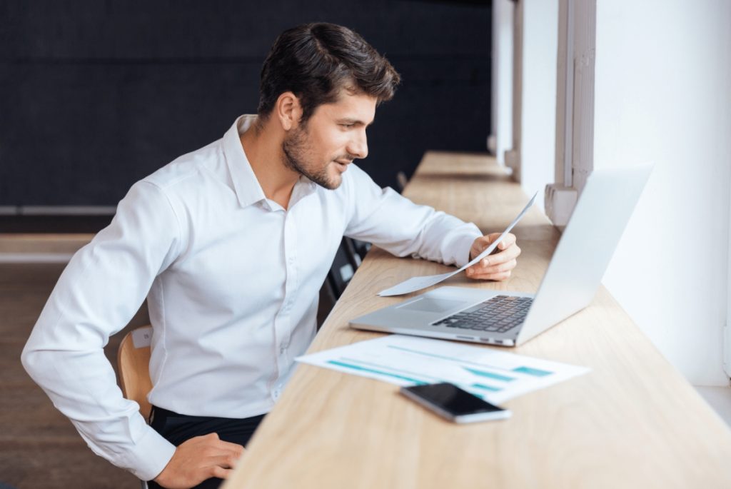 business man concentrated on his tasks